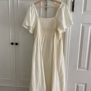 NWOT Madewell Lucie Linen Blend Smocked Midi Dress
